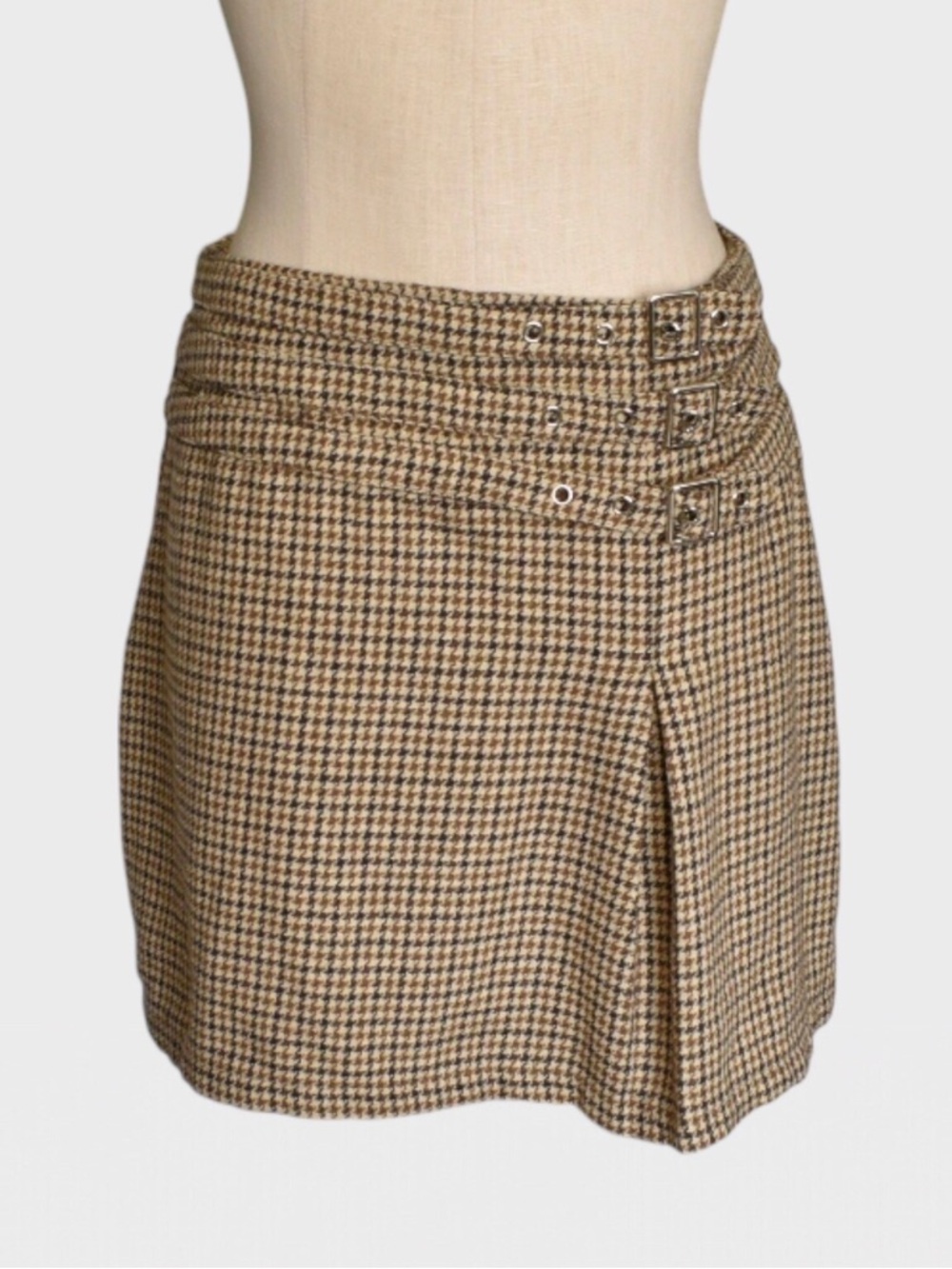 Cider Houndstooth‎ Buckle Mini Skirt